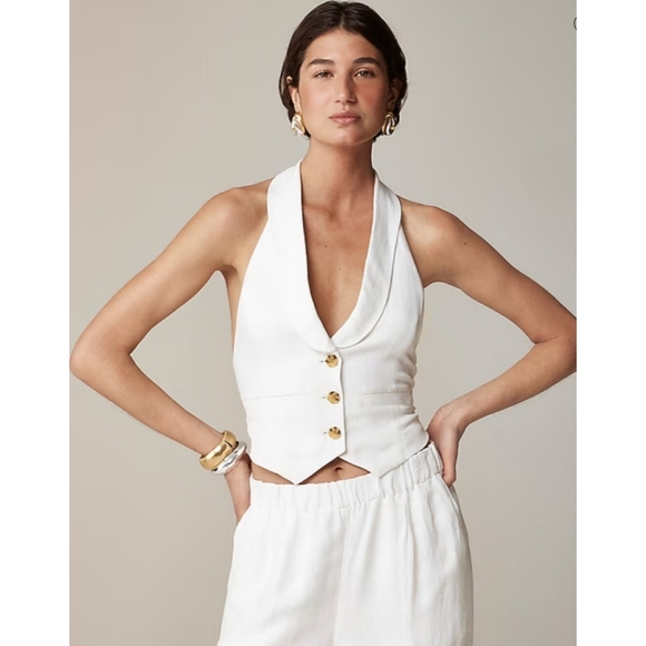J.Crew Open-back vest in linen-cupro blend - Picture 4 of 16